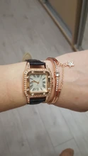 Reloj de pulsera con esfera cuadrada estrellada de diamante para mujer, conjunto de cronógrafos de pulsera, de cuero, de cuarzo, femenino