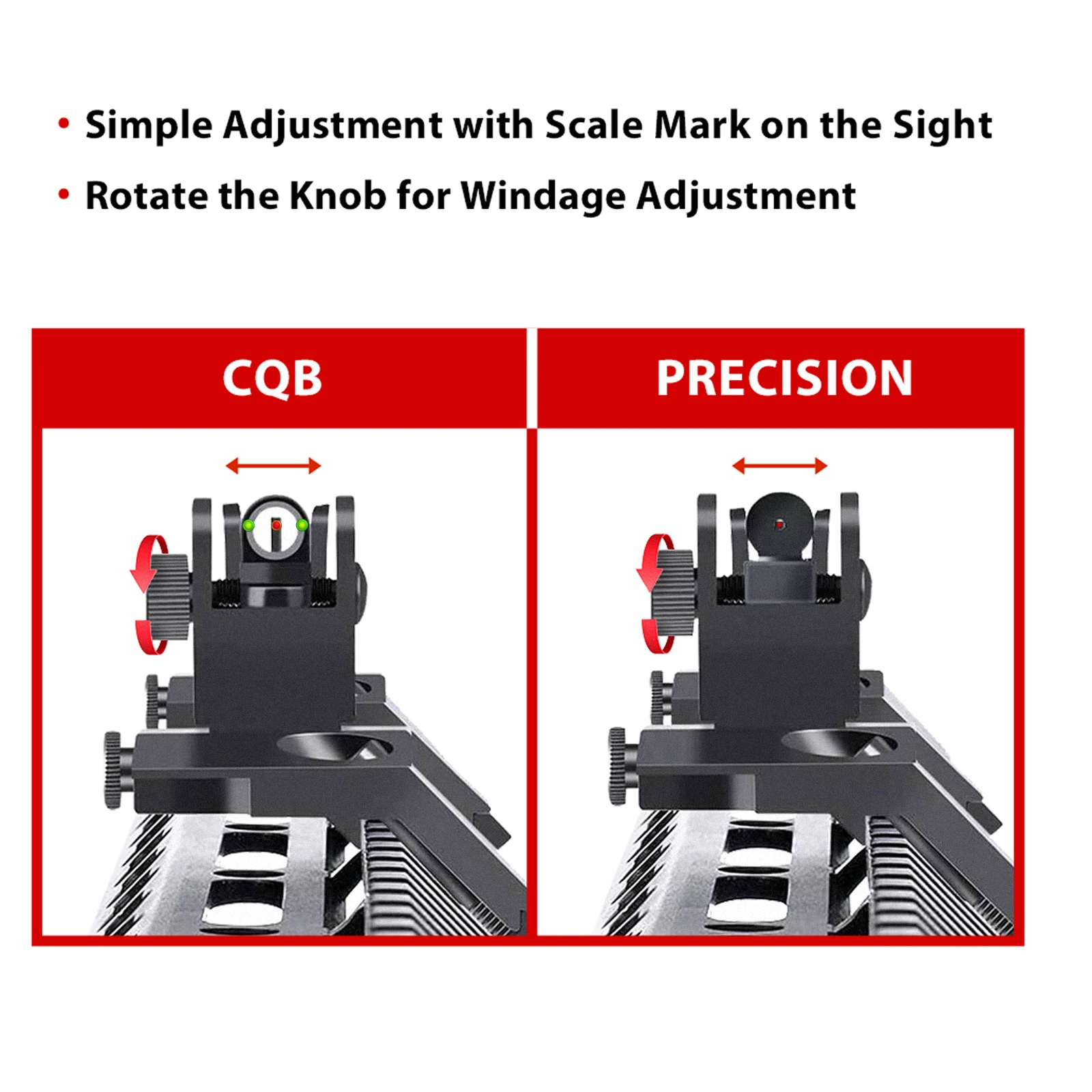 AR15 Adjustable 45 Degree Fiber Optic Canted Transition Iron Sights