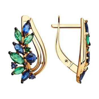 

Sokolov drop earrings with stones in gold with cubic zirconia, fashion jewelry, 585, women's male, long earrings