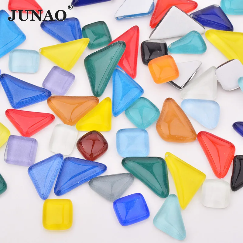 Mix Color Mix Size JUNAO разноцветные блестящие стеклянные мозаичные камни мозаичная стеклянная плитка галька ремесла материал Детский пазл для рукоделия мозаики - Цвет: Mix Color Mix Size