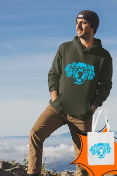 

Angemiel Wear Blue Playful Dog Green Men 'S Hooded Sweatshirt Bags Kombin