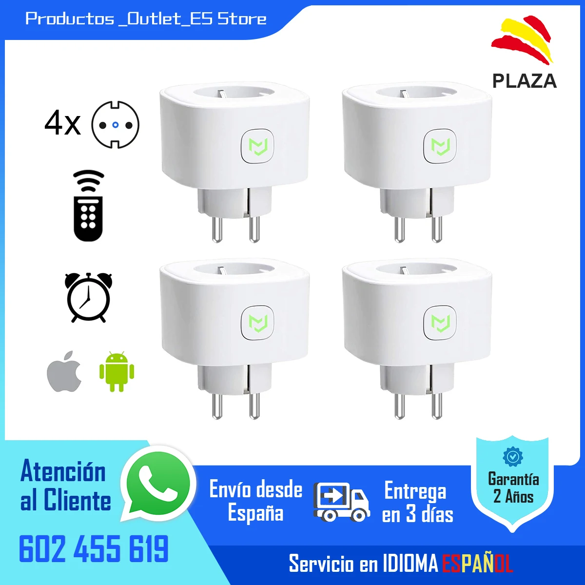 European Smart Plug Wifi16A 3680W Smart plugs Compatible with Alexa, Google Assistant and SmartThings, Wi-Fi Smart Plug HOME KIT Meross app energy saving outlet