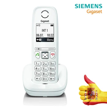 

Gigaset AS405-Cordless Phone with Handsfree, Great Screen with Lyrics Giants, agenda 100 Contacts, Color White