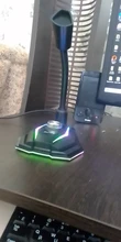 Micrófono USB para ordenador, tarjeta de Sonido HD Base RGB con altavoz, Conector de auriculares, unidad libre, reducción de ruido, receptor giratorio