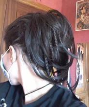MEIFAN-banda de goma trenza moño para cabello sintético, moño de pelo falso Natural, rizado, extensiones de Clip en coletas