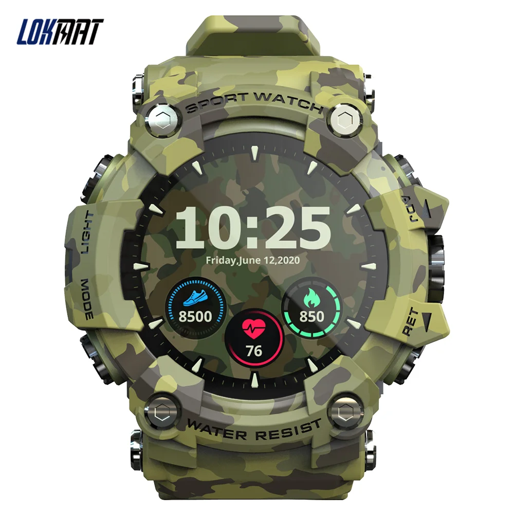 LOKMAT ATTACK Touch Screen Smart Watch Fitness Tracker Heart Rate Blood Pressure Monitor Sports Men