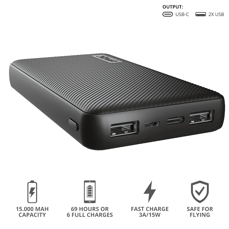 TRUST Power Bank Portable Charger External Battery way Fast ChaPrimo Compact Powerbank 15.000 mAh|Power Bank| - AliExpress