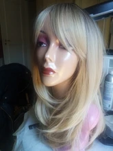 Synthetic-Wig Wavy Hair Side-Bangs Heat-Resistant Cosplay Golden-Blonde Layered Natural