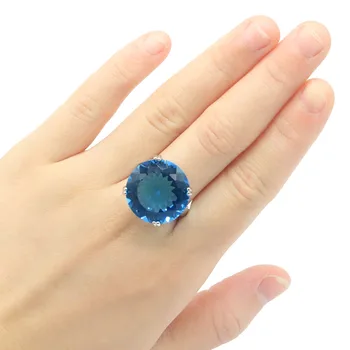 

20x20mm Ravishing Big Round 20x20mm Created London Blue Topaz Wedding Jewelry Making Silver Rings