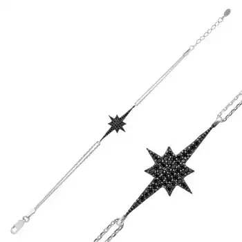 

KUTAYDAN 925 Sterling Silver Black Pole Star Women 'S Bracelet