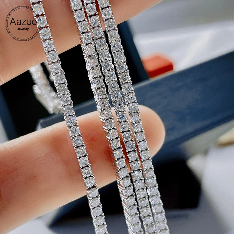 Aazuo Real 18K Solid Pure White Gold Natrual Diamonds 2.0ct Classic Tennis Bracelets For Woman Upscale Trendy  Engagement Party