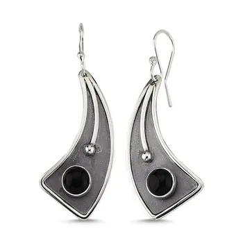 

Angemiel 925 Sterling Silver Onyx Stone Handwork Earrings