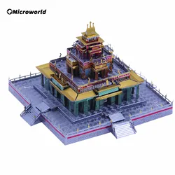 Microworld – Puzzle Nano 3D en métal pour adulte, Kits de modèles d'architecture de Temple bouddhiste tibétain, jouets éducatifs découpés au Laser 