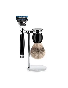 

SOPHIST - High-Grade Black Resin, Gillette Fusion Razor, Silvertip Badger Shaving Set from MÜHLE