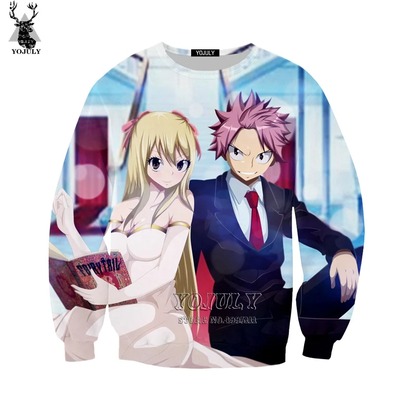 YOJULY/толстовка унисекс с 3d принтом аниме Хвост Феи Natsu Dragneel Lucy Толстовки Harajuku