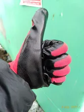 Guantes de trabajo GMG CE EN388, protección de seguridad de nitrilo suave, color rojo y negro, a prueba de aceite, mecánicos, 6 pares, gran oferta