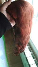 FEELSI-Peluca de cabello sintético para mujer, postizo largo de onda de agua, Color negro y naranja, Rojo puro, fibra de alta temperatura, tamaño medio