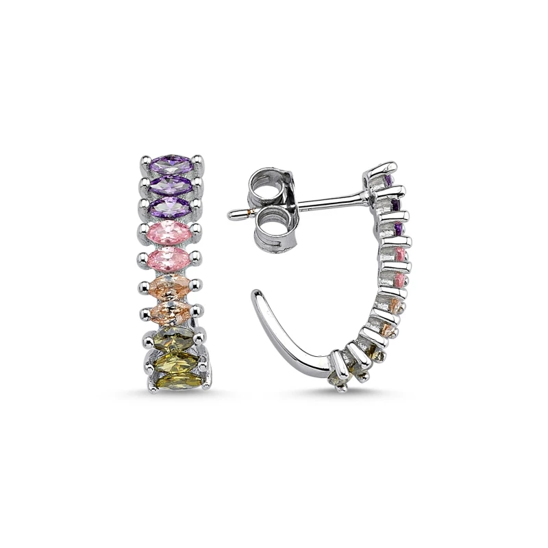 

Silver 925 Sterling Color Shuttle Zircon Stone Earrings