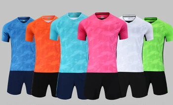 

Customize Your Team football Jersey Shorts Set Design DIY Logo Name Number Soccer Suite Training Uniform Pink Blue Green Orange