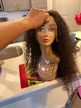 Pelucas de cabello humano brasileño para mujeres negras, 28, 30, 40 pulgadas, barato, con encaje Frontal 13x4, rizado, sin pegamento, Remy