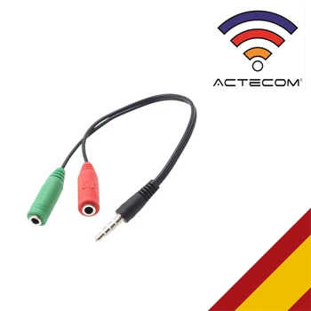 

ACTECOM ADAPTADOR COLOR JACK MACHO A 2 JACK HEMBRA CONVERSOR MICROFONO Y AURICULAR SPLITTER PC AUDIO