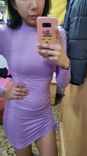 WJFZQM-Vestido corto ajustado fruncido para mujer, ropa Sexy de manga larga con cuello redondo, vestidos drapeados ajustados para fiesta nocturna, otoño 2020