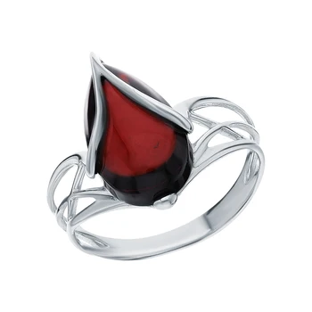 

Silver ring with amber sunlight sample 925