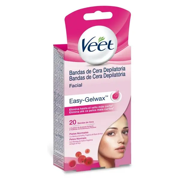 Veet Easy Gelwax нормальная кожа лица восковые полоски для депиляции(20 шт