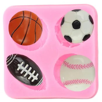 

Basketball Football Baseball Silicone Mold Party Cupcake Topper Fondant Cake Decorating Tools DIY Candy Clay Chocolate Molds