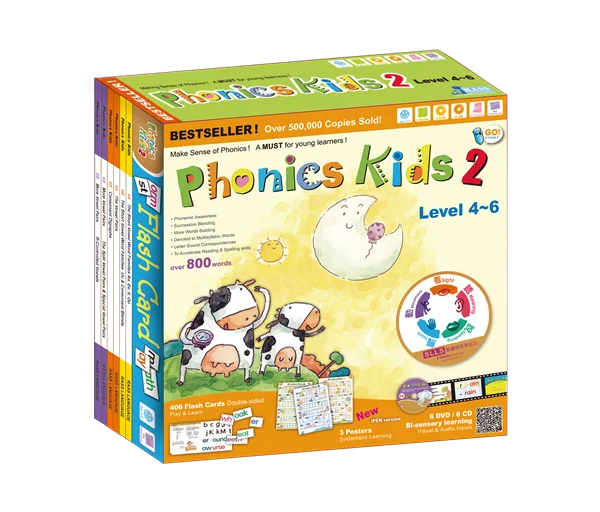 

Phonics Kids 2 (Level 4-6) (6 Books + 6 DVD +6 CD + 300 Flash Cards + 3 Posters + 1 Smart Pen)