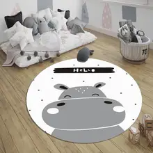 Else серый черный маленький Бегемот 3d принт противоскользящие задние круглые ковры круглый ковер для детей Детская комната