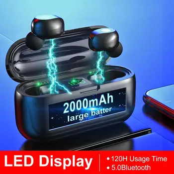 

F9 TWS Bluetooth 5.0 Earphone Wireless Earbuds Stereo Headphone Sport Headsets 2000mAh Power Bank LED Display 8D Bass With Mic