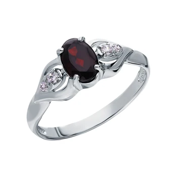 

Silver ring with cubic zirconia and Garnet sunlight sample 925 test