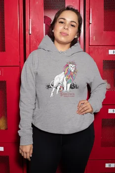 

Angemiel Wear Leonicorn Strong And Vision Gray Women 'S Hooded Sweatshirt