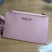Tarjetero de PU con cremallera para hombre y mujer, tarjetero de Color puro con cremallera para tarjetas de identificación, Tarjeta De Nombre, regalo de vacaciones