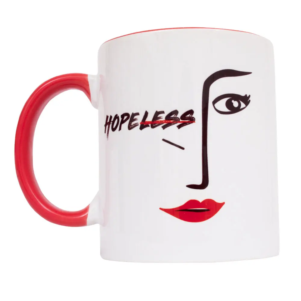 

Biggdesign Faces Ceramic Cup, Suitable for Hot and Cold Drinks, Artist Design, 300 ml, Red White