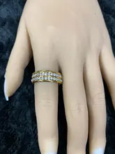 Anillo de boda de circonia cúbica para parejas, sortija de boda para aniversario romántico, Color dorado, accesorios de joyería para hombre y mujer