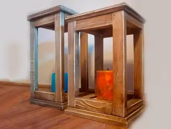 

Wood Tumbled Handmade Lantern Candle Holder 2 li