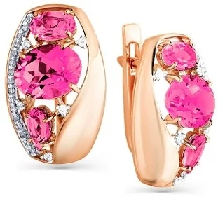 

Magic Stones earrings with corundum and cubic zirconia in red gold