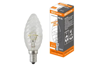 

Filament lamp "Twisted Candle" transparent 40 W-230 V-E14 TDM