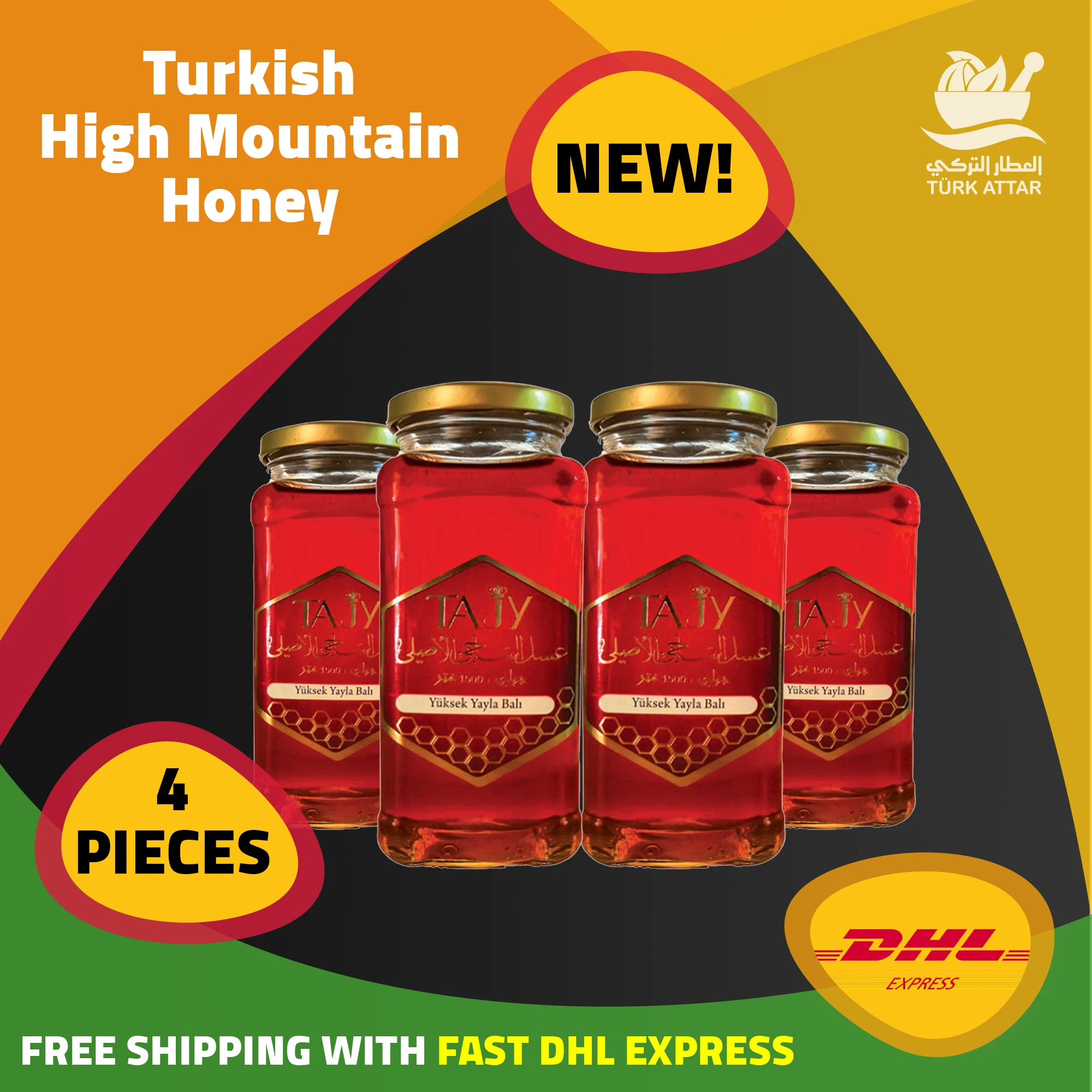 Турецкий высокой горы Мёд органические тимьян и смешанные цветок 4 × 500gr