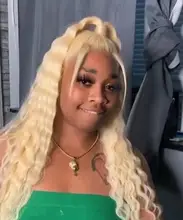 Ombre Rubio 613 peluca con malla Frontal Pre arrancado de la onda profunda Highglight de color HD transparente 13x6 Frontal de encaje pelucas de cabello humano