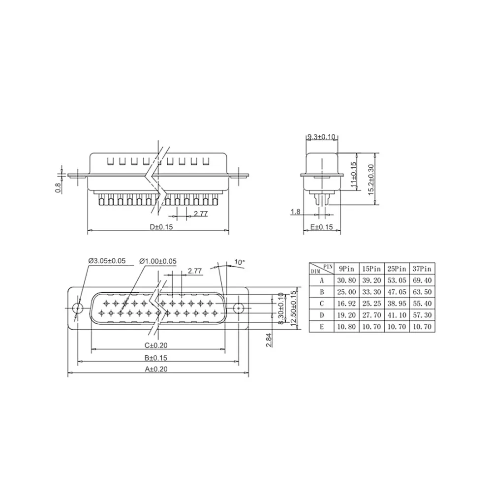 Uxcell 20 шт Connector разъем DB9 штекер/гнездо 9pin 15pin 2row/3row синий/черный порт терминальный адаптер Тип припоя