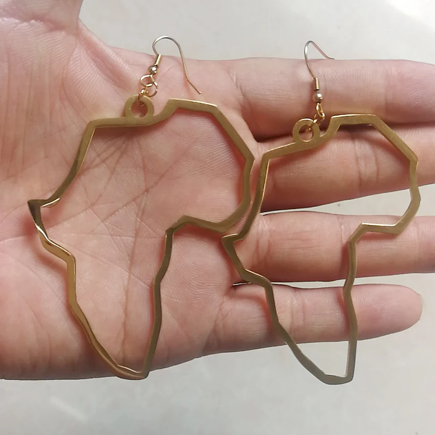 

Anniyo Big Earrings Africa Map Exaggerate Larger Earring Gold Color African Ornaments Traditional Ethnic Hyperbole Gifts
