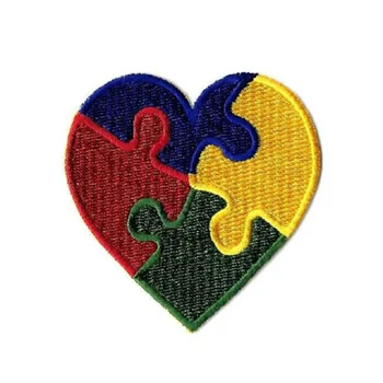 

2 5/8"Autism Awareness Heart Asperger's Syndrome April Embroidered Iron On Patch