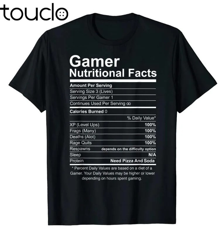 

Gamer Nutritional Facts Cool Gamer Video Game Funny T-Shirt
