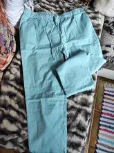 Pantalones de lino y algodón para mujer, pantalón de talla grande, elástico, de cintura alta, longitud hasta el tobillo, informales, sueltos, de primavera, 8XL