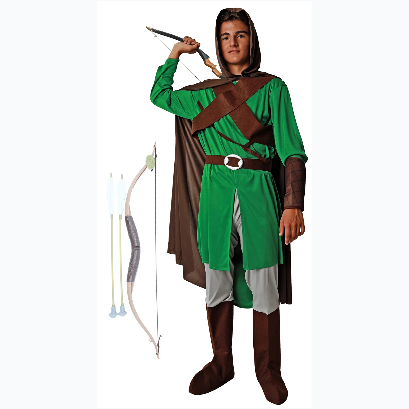 Sombrero De Robin Hood Verde Con Pluma - Disfraz De Arquero Para Adultos, Gorro Estilo Medieval