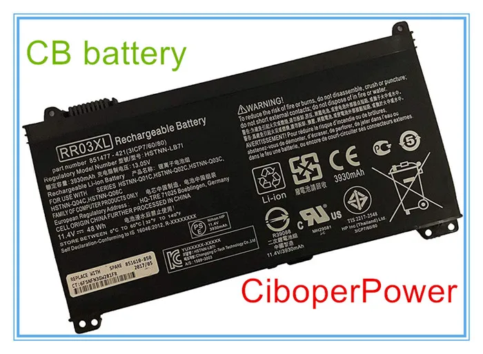 Qualidade Original 430 440 450 455 470 Bateria 851610855 11.4v 48wh g4 Rr03xl 851477931 851477-832