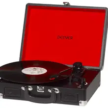 Денвер VPL-120 проигрыватель с динамиками(2x1 Вт) дизайн поворотного стола Ретро режим записи цвет черный